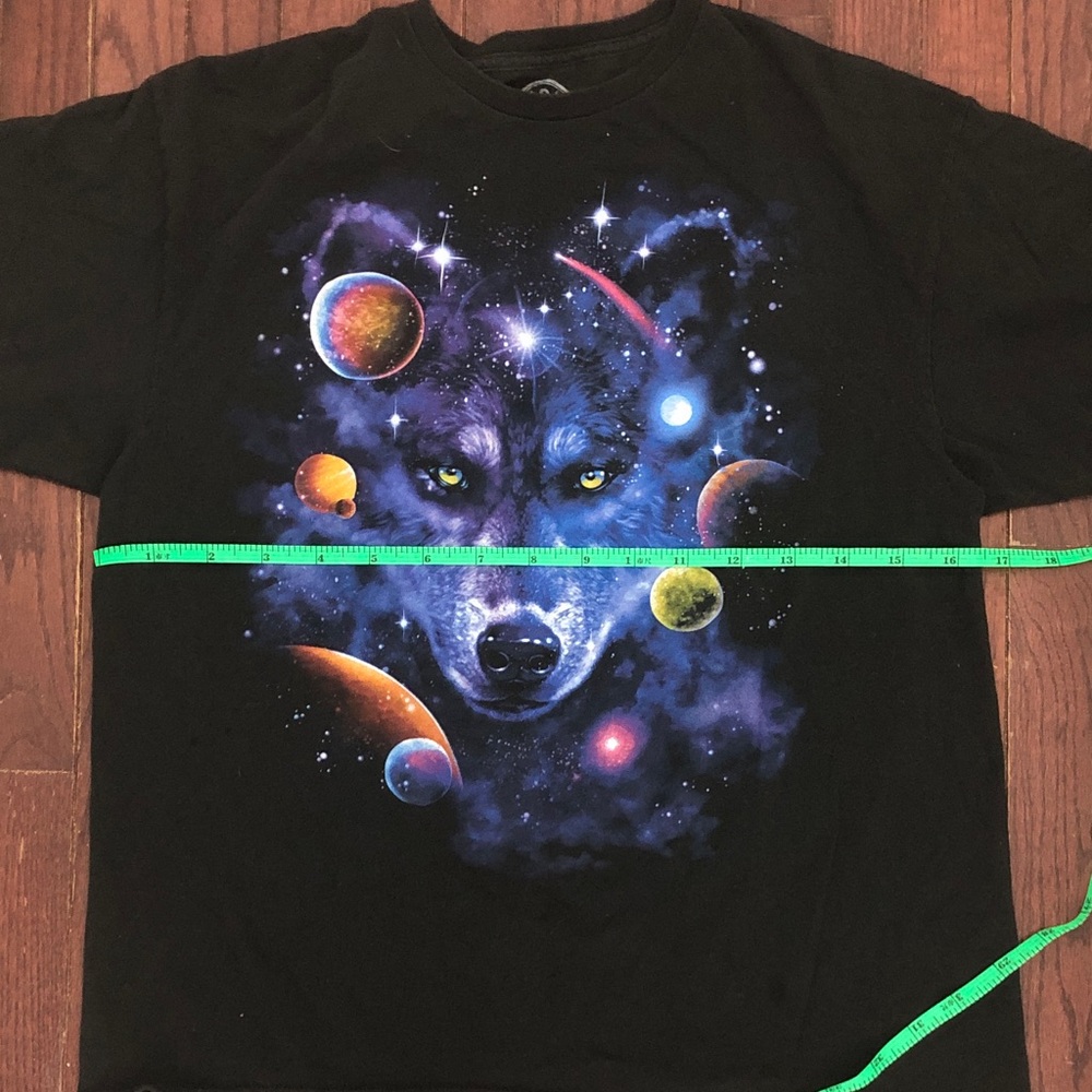 Men's Black Space Wolf Short Sleeve Tee - Picture 5 of 5